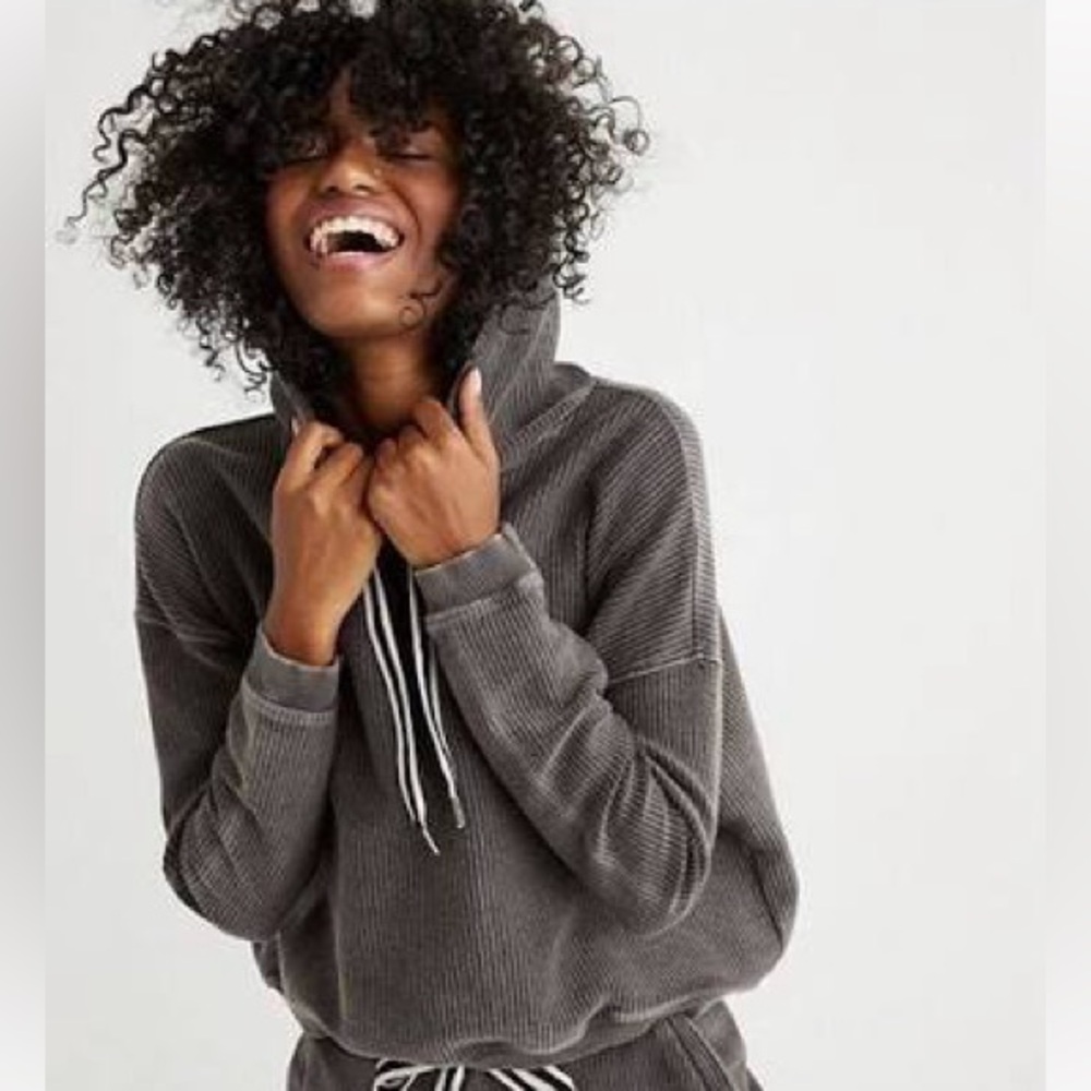 Aerie Corded Hoodie / Charcoal / Size: L